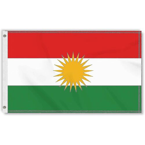 Drapeau National Kurde Kurde Personnalisé 90x150cm Suspendu Polyester 2 Côtés Imprimé Rouge Blanc Vert Kurdiste