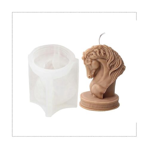 Tête De Cheval Statue Bougie Moule En Silicone Buste Sculpture Sculpture Art Figurine Animal Poney Bougie Moule