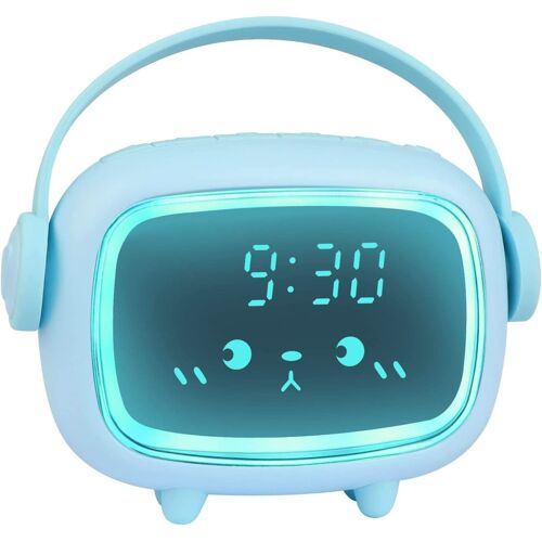 Réveil Enfants Filles Garçons Numérique,Rechargeable Multifonctionnel Réveil Enfants avec Veilleuse,Cadeau pour Chambre d'enfants(Bleu)