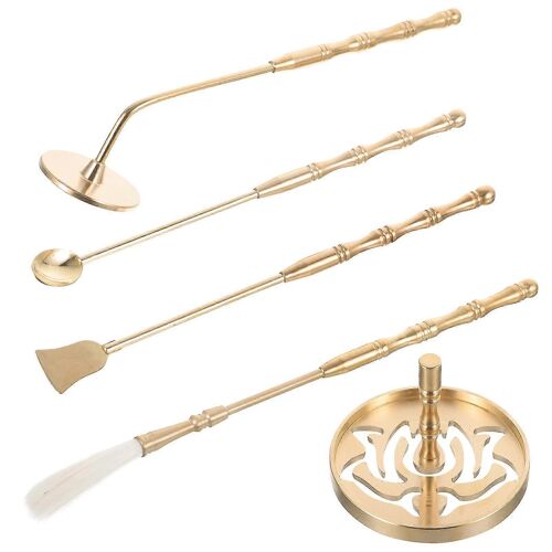 1 Set Laiton Encens Faire Outils Poudre Encens Moule Cuillère Pelle Brosse Cendre Presse Outil