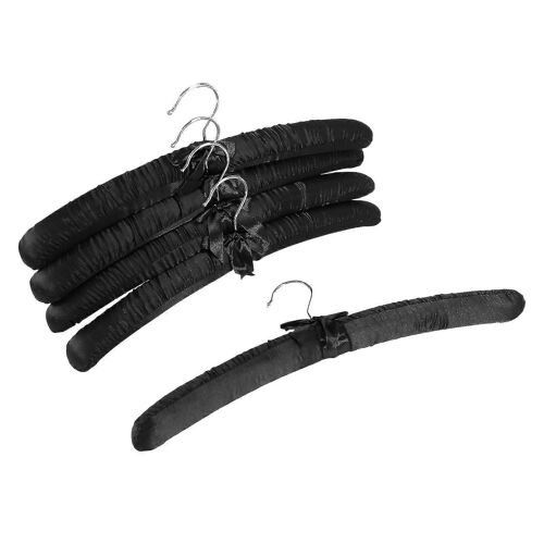 17 pouces Grands cintres rembourrés en satin, cintres en soie pour les vêtements de robe de mariée, manteaux, costumes, chemisier (noir (haoyi)