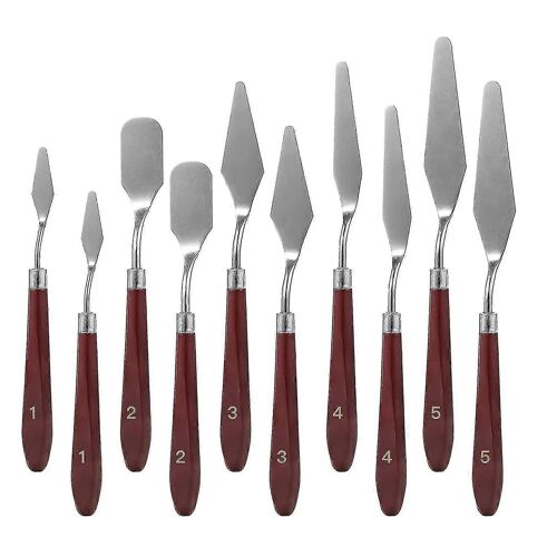 10pcs Couteau À Palette, Ensemble De Couteaux De Peinture En Acier Inoxydable, Couteau À Plateau Racleur Flexible, Peinture À L'huile