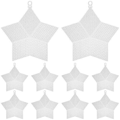 10pcs Feuilles De Maille En Plastique Broderie Fil Artisanat Forme D¿Étoile Diy Feuilles De Maille