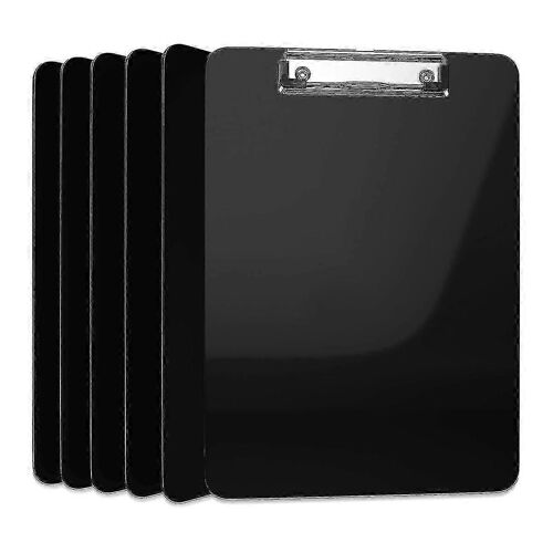 6 Pack Presse-Papiers En Plastique Noir Clip Boards Low Profile Metal Clip Board Letter Size Bulk Class Set