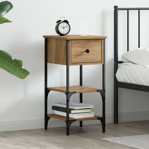 Vidaxl Cabinet De Chevet En Chêne Artisan 34x36x70 Cm En Bois D'ingénierie