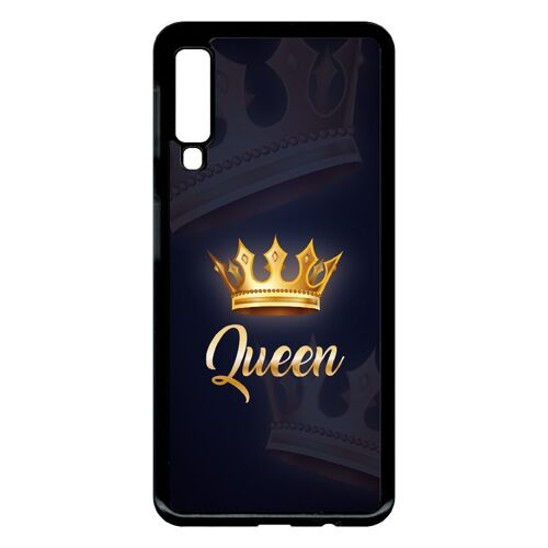 Coque Pour Smartphone - Queen Fond Noir - Compatible Avec Samsung Galaxy A7 (2018) - Plastique - Bord Noir