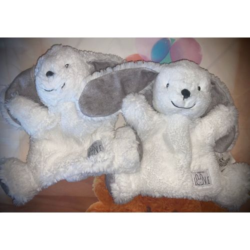 Doudou Marionnette Lapin Love Kiabi Lot Deux Doudous Marionnettes Jouets Bebe Naissance