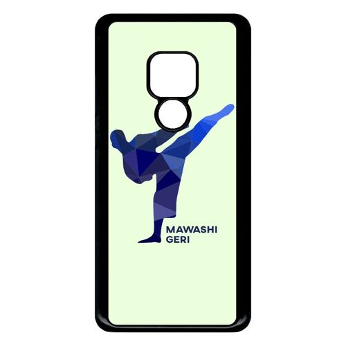 Coque Pour Smartphone - Karate Coup De Pied Mawashi Geri - Compatible Avec Huawei Mate 20 - Plastique - Bord Noir