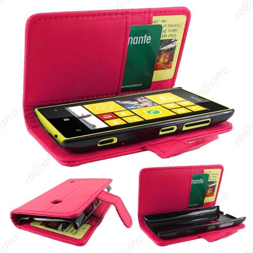 Ebeststar ® Etui Portefeuille Housse Protection Folio Coque + Film Protecteur D'écran Pour Nokia Lumia 520, Couleur Rose
