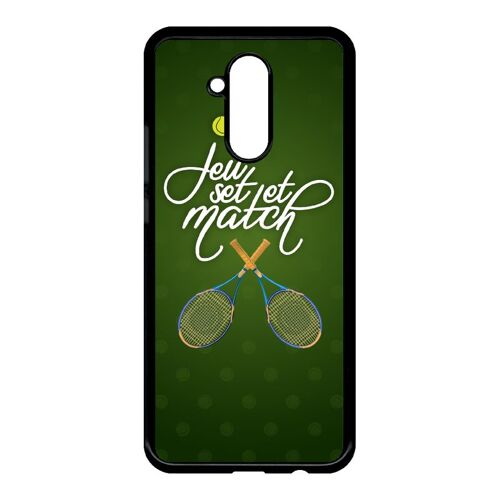 Coque Pour Smartphone - Jeu Set Et Match De Tennis - Compatible Avec Huawei Mate 20 Lite - Plastique - Bord Noir