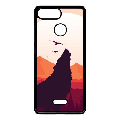 Coque Pour Smartphone - Loup La Pleine Lune - Compatible Avec Xiaomi Redmi 6 - Plastique - Bord Noir