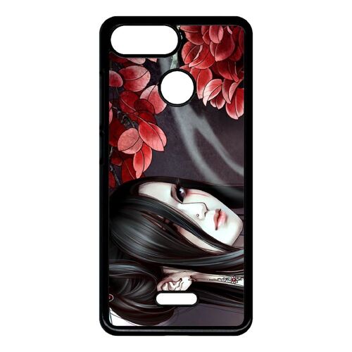 Coque Pour Smartphone - Manga Geisha Gothique - Compatible Avec Xiaomi Redmi 6 - Plastique - Bord Noir