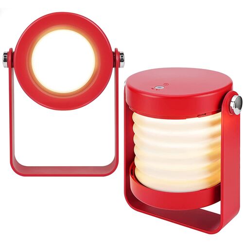 Lampe De Chevet Dimmable Touch Light,Poignée En Bois Rotation À 360° Avec Table De Nuit Portable Luminosité Réglable,Chargement Usb(Rouge)