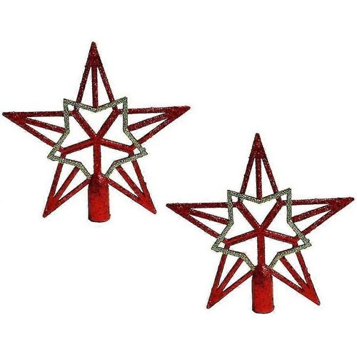 2pcs Glittered Christmas Tree Topper Hallow Star Topper pour le décor
