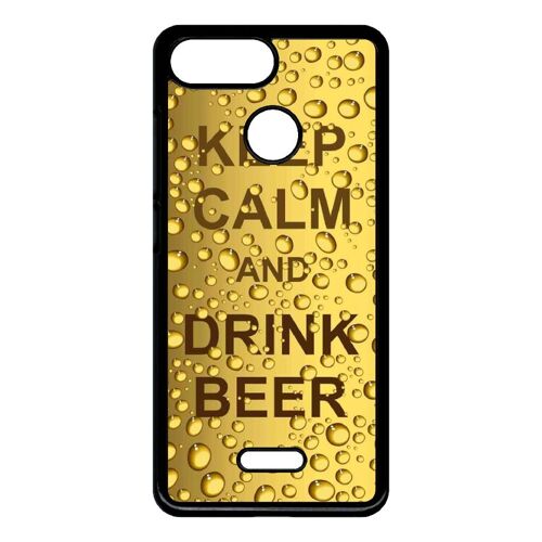 Coque Pour Smartphone - Keep Calm Biere Bulle - Compatible Avec Xiaomi Redmi 6 - Plastique - Bord Noir