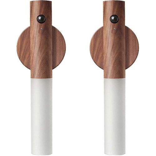 Bewegungsmelder, Nachtlichter, Magnet, Krpersensor, Flur, Wiederaufladbar, Led-Licht, Holzwandleuchte, Batteriebetrieben, Schranklichter 2 Pcs