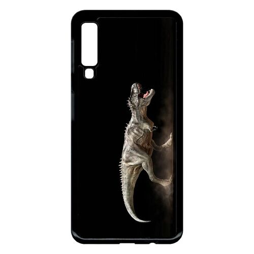 Coque Pour Smartphone - Dinosaure T Rex Black - Compatible Avec Samsung Galaxy A7 (2018) - Plastique - Bord Noir