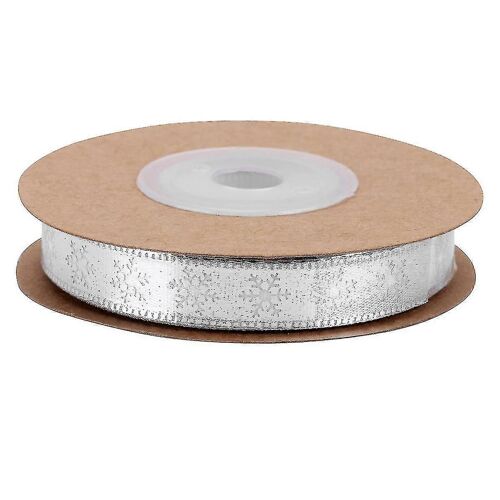 10m Motif Flocon De Neige Ruban De Noël Ruban En Tissu Imprimé Pour Bricolage Artisanat D'art (Argent)