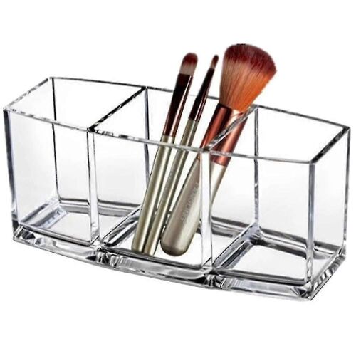 Organisateur De Porte-Brosse De Maquillage En Acrylique À 3 Fentes, Tasse De Porte-Brosse De Maquillage, Étui À Brosse De Maquillage Pour Le Stockage Et L'assortiment, Clair