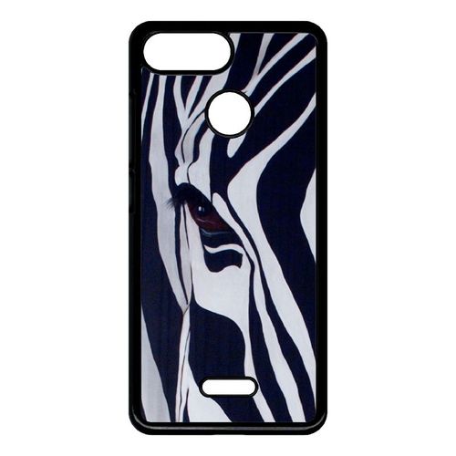Coque Pour Smartphone - Motif Zebre Noir Et Blanc - Compatible Avec Xiaomi Redmi 6 - Plastique - Bord Noir
