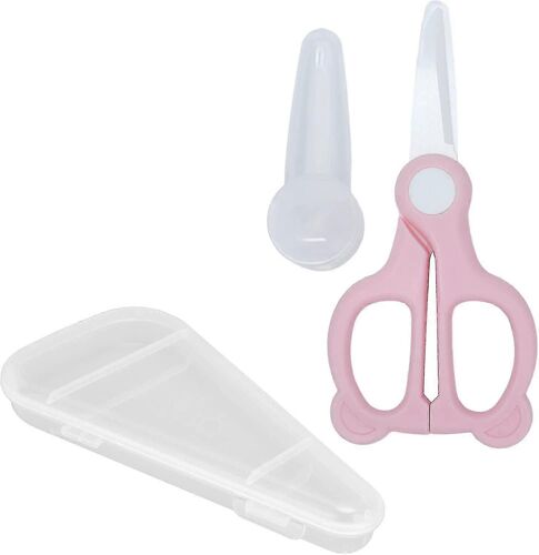 Ciseaux En Céramique Pour Aliments Pour Bébés, Utilisation Sûre Avec Boîte De Rangement Et Couvercle Ciseaux Alimentaires De Voyage Pour Nouilles, Viande, Poulet, Légumes Et Fruits (Rose)-Sfygv