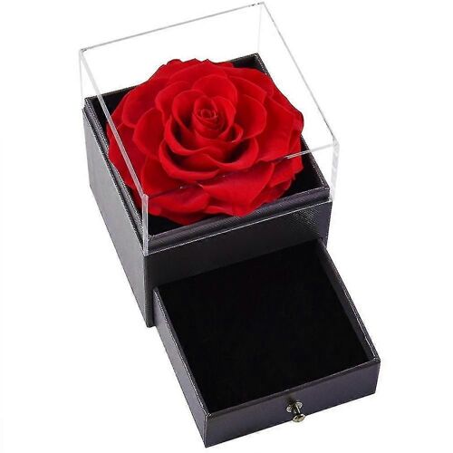 Saint-Valentin Fleur Rouge Rose Éternelle Boîte À Bijoux Cadeau Pour Filles-A