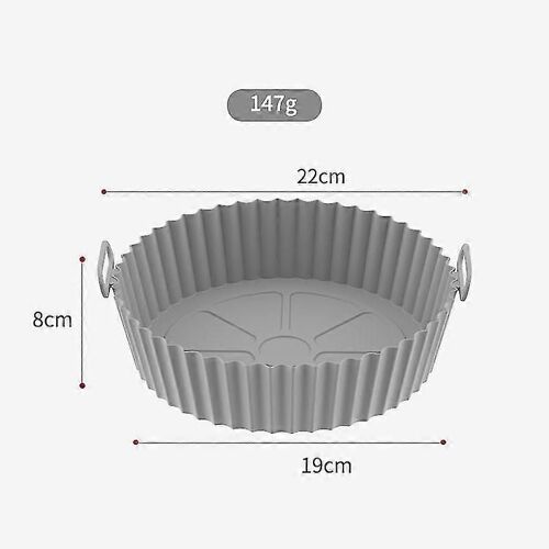 Pots En Silicone Air Fryer De 2 Paquets, Panier De Friteuse À Air En Silicone De 8,5 Pouces, Accessoires De Four De Friteuse À Air Sans Danger Pour Les Aliments, Gris