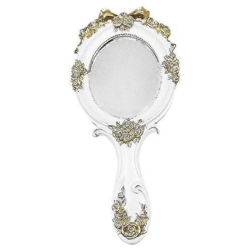 Vintage Hand Mirror Princess Cosmetic Mirror Miroir De Maquillage Compact Pour La Maison Voyage Salon De Beauté Fournitures Blanc 
