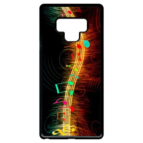 Coque Pour Smartphone - Musique Note Multicolor - Compatible Avec Samsung Galaxy Note9 - Plastique - Bord Noir