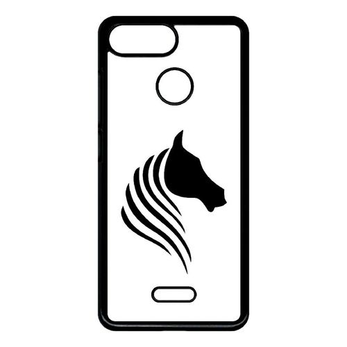Coque Pour Smartphone - Cheval Fond Blanc - Compatible Avec Xiaomi Redmi 6 - Plastique - Bord Noir