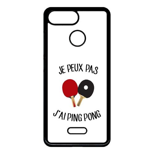 Coque Pour Smartphone - Je Peux Pas J Ai Ping Pong Fond Blanc - Compatible Avec Xiaomi Redmi 6 - Plastique - Bord Noir