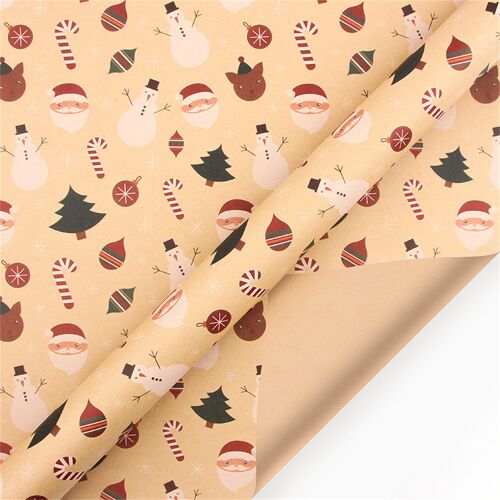 Papier D'emballage Pour Décoration De Noël, Collection D'éléments De Noël, Emballage Simple Face, 2022