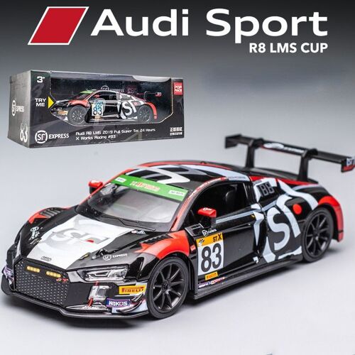 Modèle De Voiture De Course Audi R8 En Alliage, Jouet De Voiture À Traction, Balançoire, Cadeau, 1/32