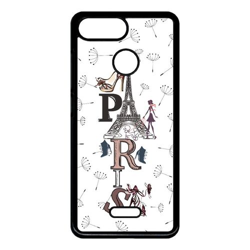 Coque Pour Smartphone - Paris Fond Blanc - Compatible Avec Xiaomi Redmi 6 - Plastique - Bord Noir