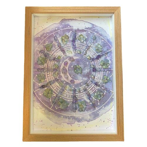 Peinture En Cristal Avec Pierre Natturelle, Peintures Décoratives Murales Avec Cadre, Générateur D'énergie, Chakra Reiki, Décor De Maison