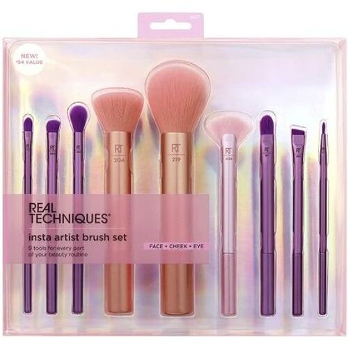 Real Techniques Insta Artist Brush Kit Face Cheek & Eye Brush Set Mak