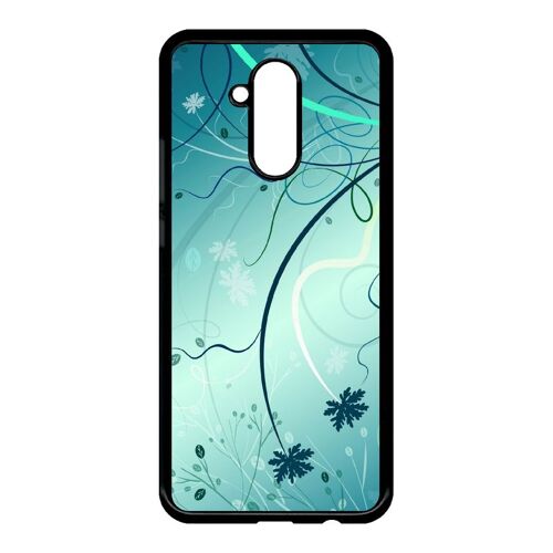 Coque huawei mate 20 lite - abstrait turquoise fleur - noir