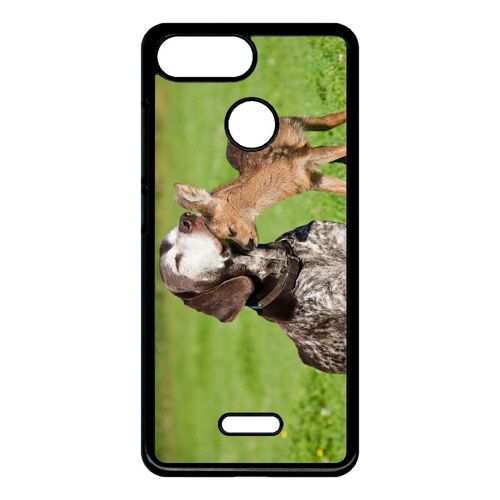 Coque xiaomi redmi 6 - chien et petit chevreuil - noir