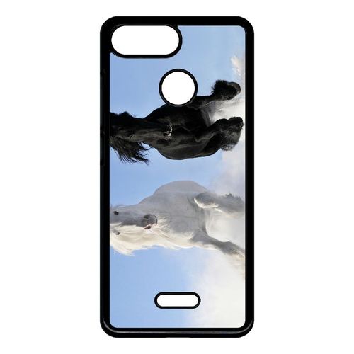 Coque Xiaomi Redmi 6 - Chevaux Blanc Et Noir Dans La Neige - Noir
