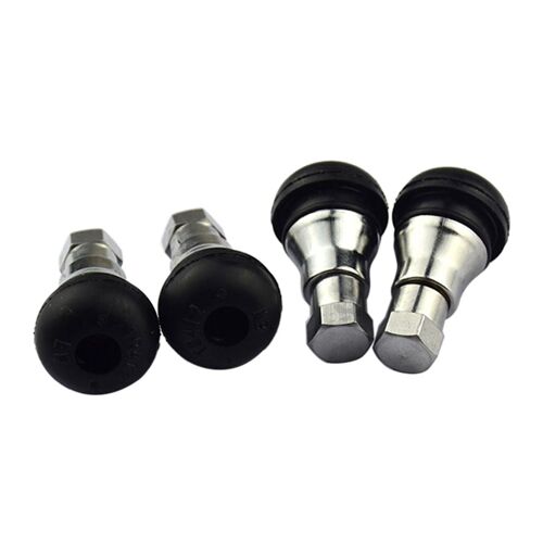 Tiges De Valve De Pneu Encliquetables, Métal Court Avec Manchon Chromé Et Capuchon