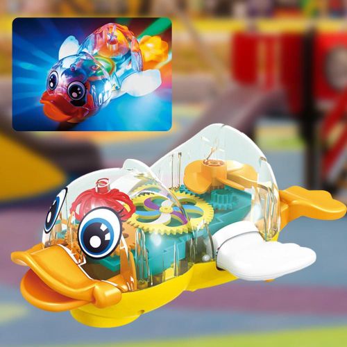 Jouet D'activité Pour Bébé Électrique Universel Équipement Transparent Brillant Jouet De Canard Mignon Rotatif Musique Légère Cadeau D'anniversaire Pour Enfants