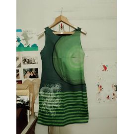 Robe À Poches Verte Imprimé Blanc 38 M Desigual.