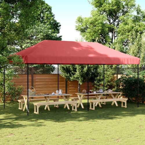 Vidaxl Tente De Réception Pliable Escamotable Bordeaux 580x292x315 Cm
