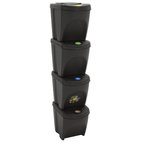 Vidaxl Poubelles À Ordures Empilables 4 Pcs Gris 100 L Polypropylène