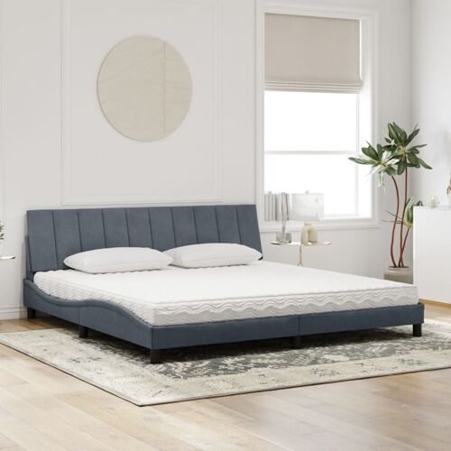 vidaXL Lit avec matelas gris foncé 200x200 cm velours