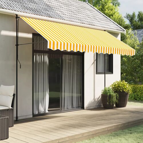 Vidaxl Tissu De Remplacement De Cantonnière D¿Auvent Jaune Blanc 3,5 M