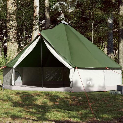 Tente Familiale Tipi 12 Personnes Vert Étanche Polyester 1 Chambre 1 Porte Lot 1