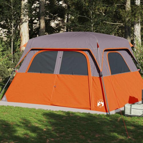 Vidaxl Tente De Cabine Familiale 6 Personnes Gris Orange Imperméable