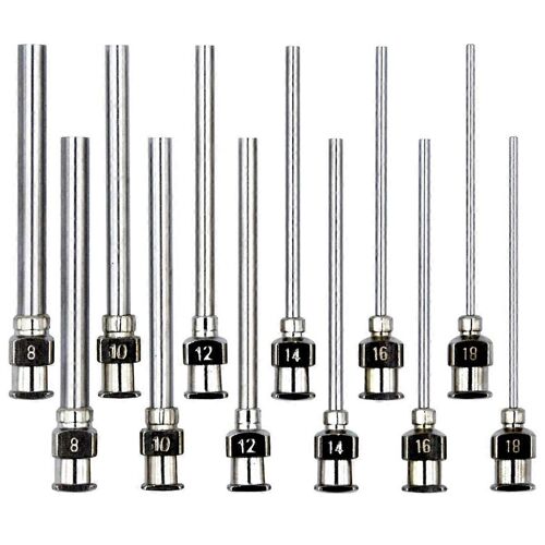 Paquet De 12 Aiguilles De Distribution, 1,97 Pouce En Acier Inoxydable À Pointe Émoussée Luer Lock 8, 10, 12, 14, 16, 18 Gauge.