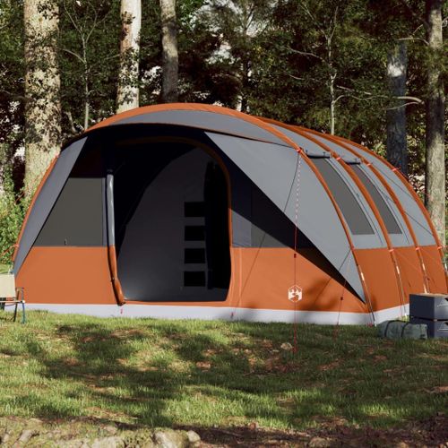 Vidaxl Tente De Camping Tunnel 7 Personnes Gris Et Orange Imperméable